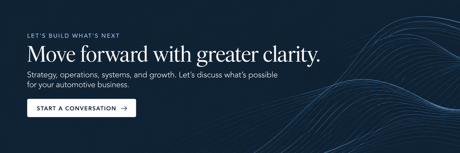 Dark navy background with flowing blue wave lines