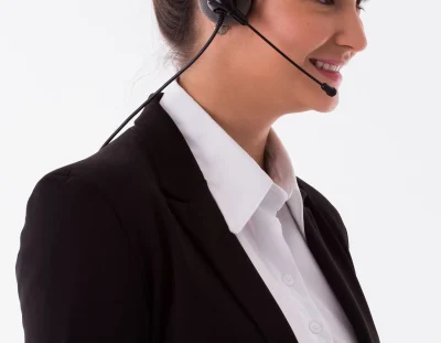 smiling customer service representative headset
